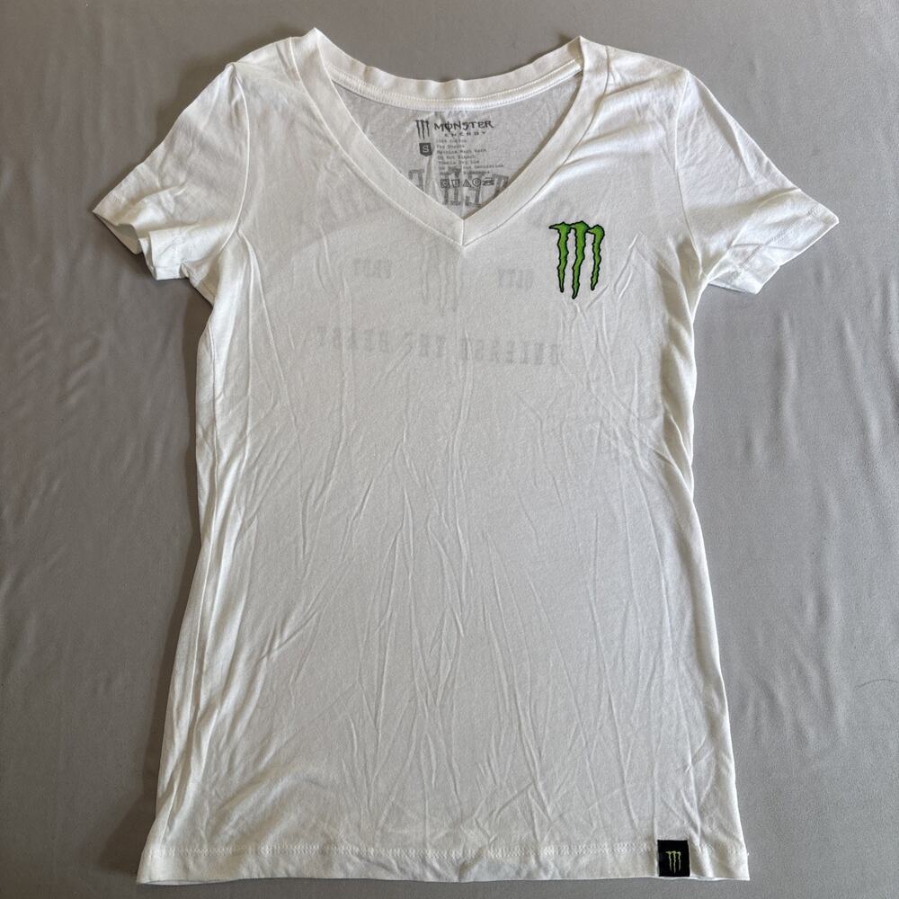 Monster Energy Unleash The Beast V Neck T Shirt Women's Small Y2K